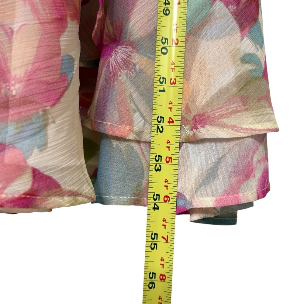 NWT Calvin Klein Floral Halter Neck Chiffon Maxi Dress Size 4 Pink Multi Lined - Picture 6 of 11